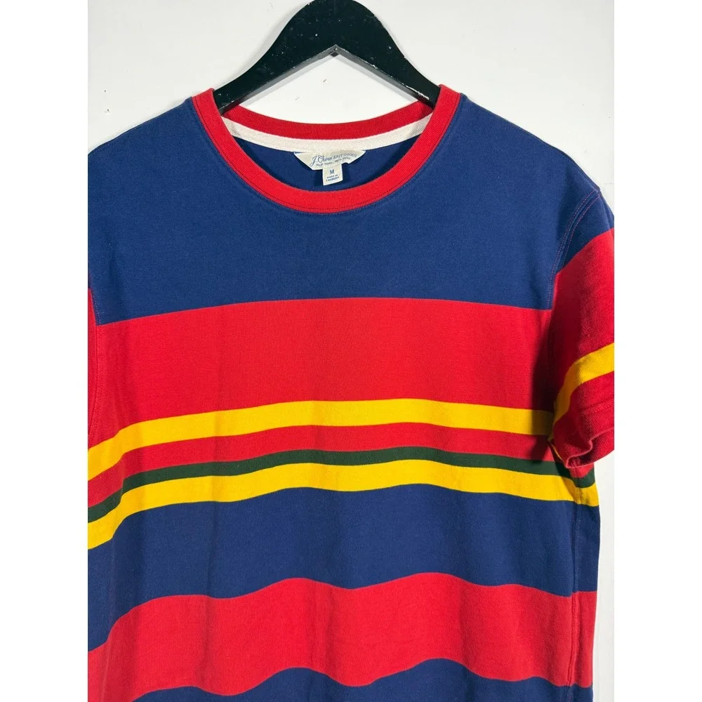 J. Crew Mens Knit Goods Striped T-Shirt Red Blue Yellow Green Short Sleeve M